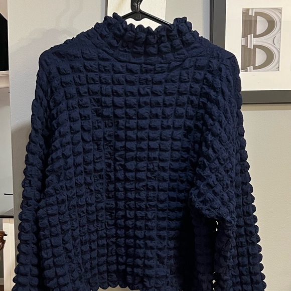Zara Navy Textured Cowl Sweater - Picture 3 of 3
